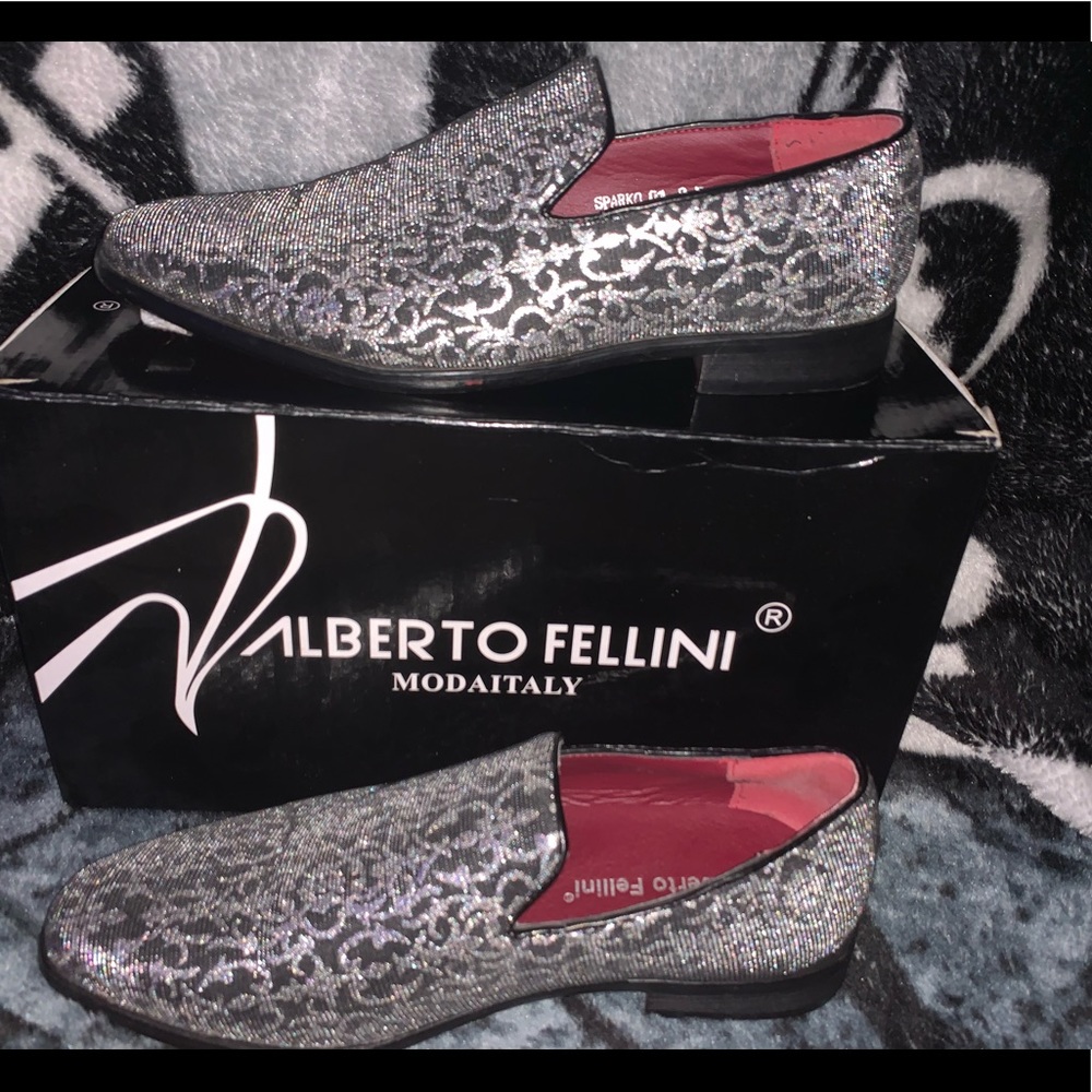 Silver dress shoes